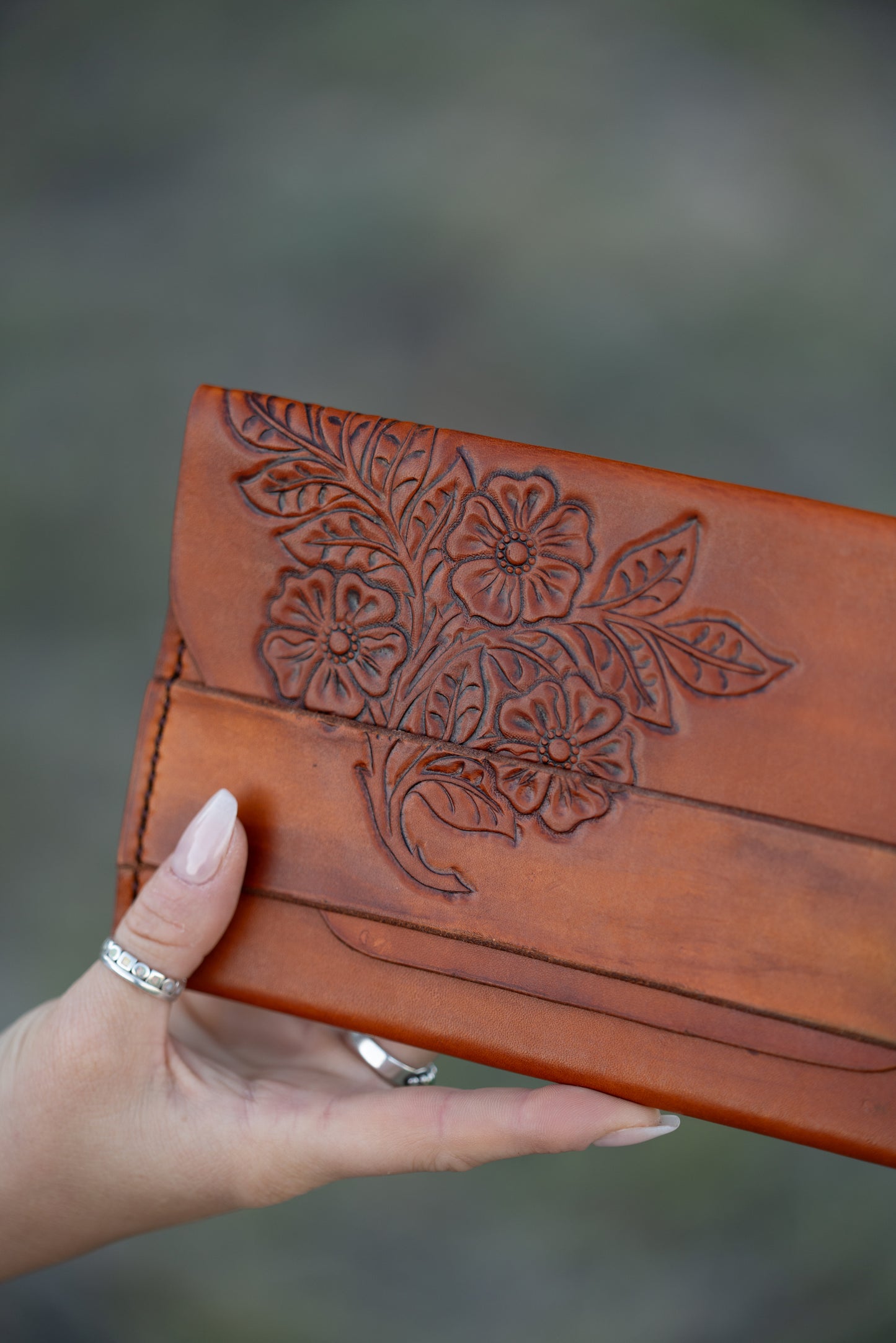 Stained Veg-Tan Leather with Hand Tooled Details