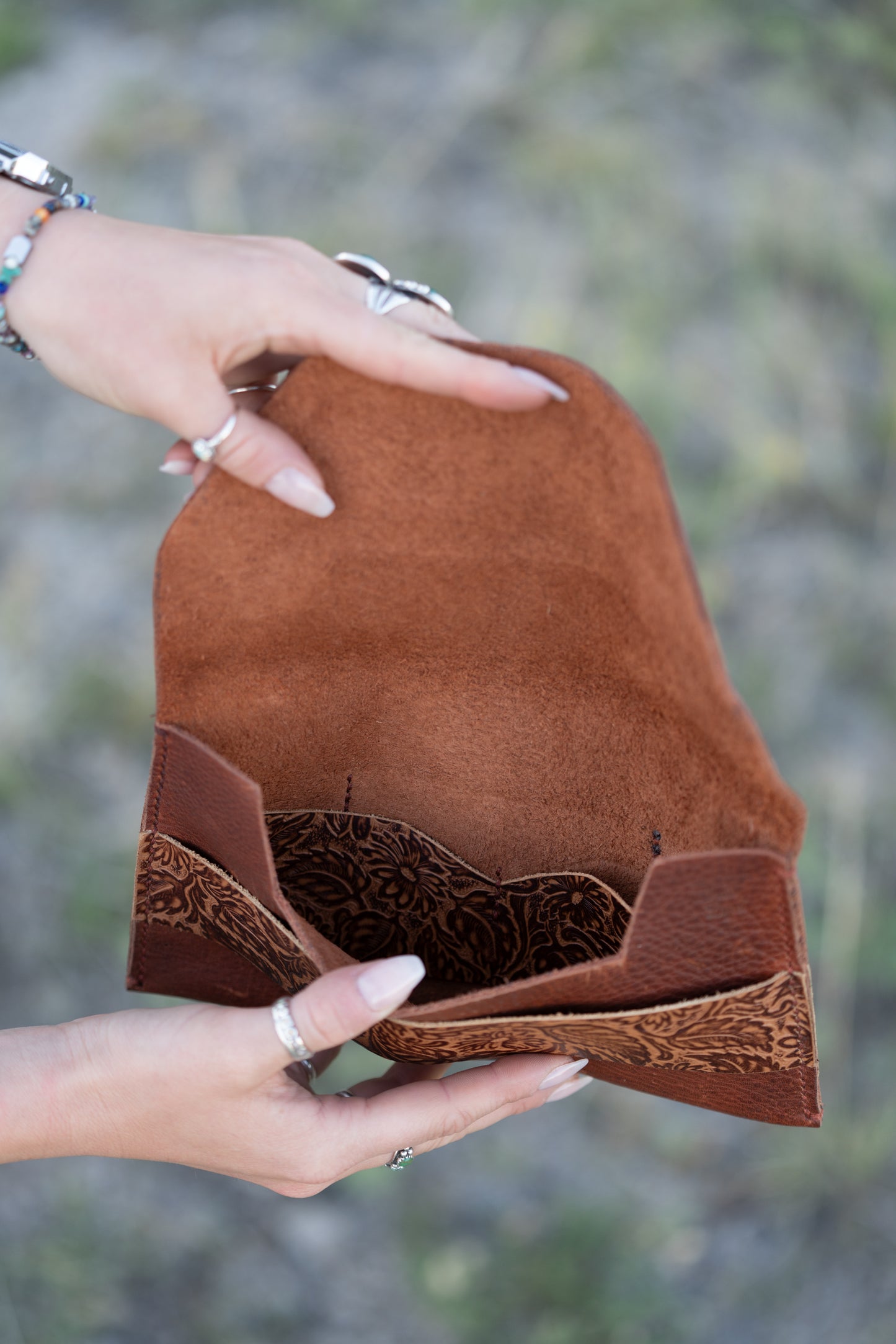 Saddle Brown with Brown Embossed Details